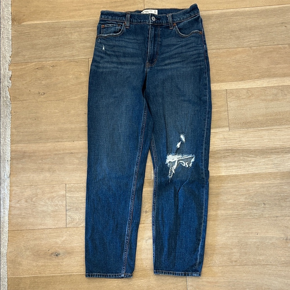 Abercrombie Distressed Straight Leg Denim Jeans
